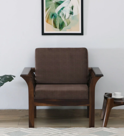 Compact single seater sofa with premium fabric for small rooms