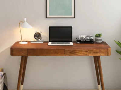 Simple Wooden Study Table for Home Office with Drawer & Side