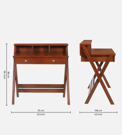 Modern Wooden Study Desk with Laptop Shelf and Storage Compartment - Image 3