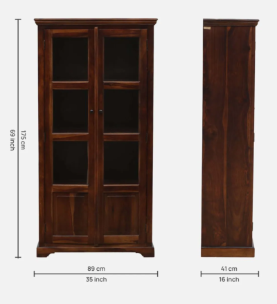 Elegant Sheesham Crockery Unit Online with Glass Doors and Drawer Storage - Image 3