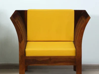 Modern one seater sofa with soft cushion and wooden frame design