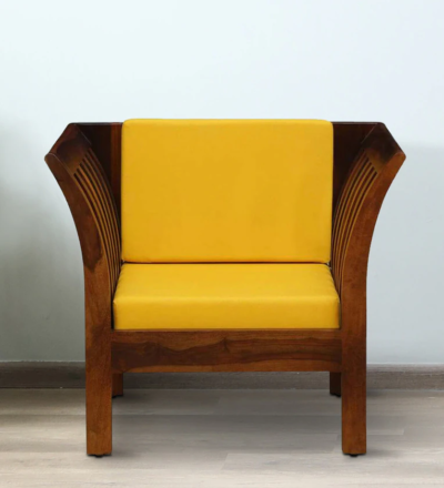 Modern one seater sofa with soft cushion and wooden frame design