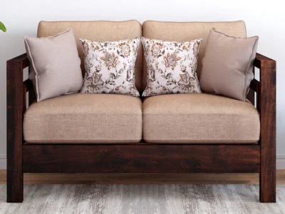 Minimalist Sheesham Wood Sofa with Fine Finish and Cozy Cushion Support