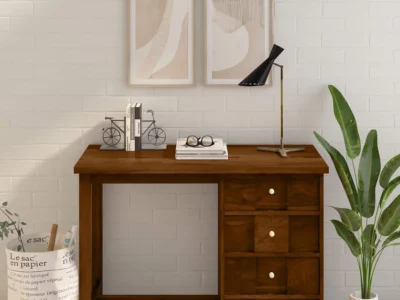 Modern minimalist study table with storage for bedroom and kids room