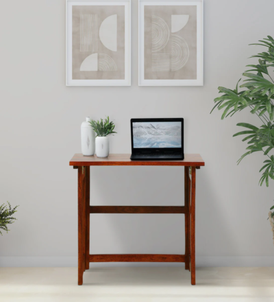 Engineered wood study table with storage shelves for home office