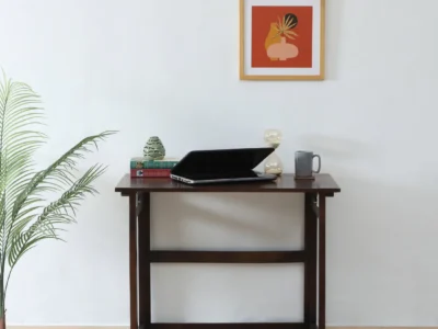 Wooden study table with drawer and bookshelf for students and professionals