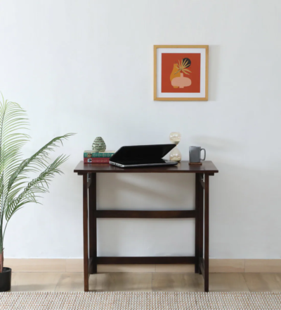 Wooden study table with drawer and bookshelf for students and professionals