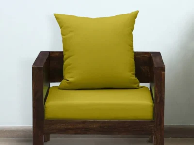 Single seater wooden sofa chair with cushion for living room use