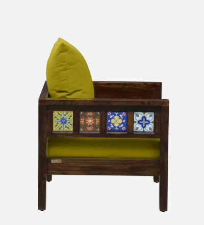 Single Seater Wooden Sofa Chair with Cushion for Living Room Comfort - Image 8