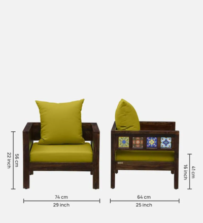 Single Seater Wooden Sofa Chair with Cushion for Living Room Comfort - Image 3