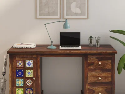 Durable engineered study table with spacious storage compartments for home or office