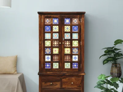 Classic 2 door wardrobe in Sheesham wood with ample storage by Sarve Furniture – solid wood almirah for bedroom