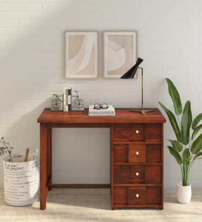 Functional Writing Table with Open Storage Shelf and Drawer Unit