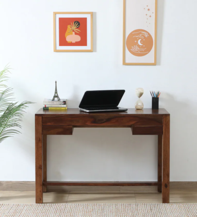 Stylish writing table with side storage and pen organizer for study and work