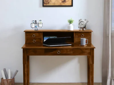 Premium study table with lockable drawer and bookshelf for secure storage