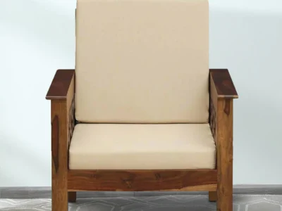 Wooden single sofa chair with premium fabric for balcony or bedroom