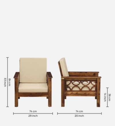 Wooden Single Sofa Chair for Balcony and Bedroom with Premium Fabric - Image 3