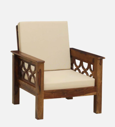 Wooden Single Sofa Chair for Balcony and Bedroom with Premium Fabric - Image 5