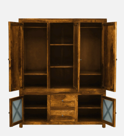 Bedroom Wooden Wardrobe with Ample Storage and Mirror Panel Design - Image 5