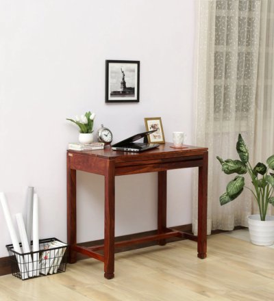Engineered wood study desk with sliding drawer and rack for student bedroom