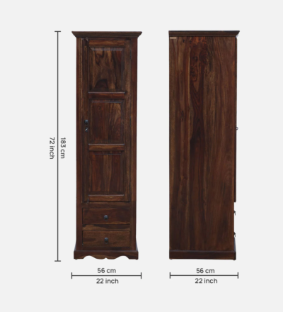 Traditional Sheesham Wood Wardrobe with Carving1 Door By Sarve Furniture - Image 3