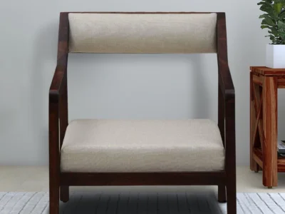 Single seater wooden sofa chair with detachable cushion covers