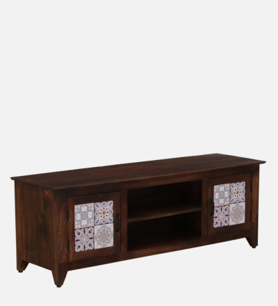 TV Entertainment Console in Sheesham with Modern Look and Metal Legs - Image 4