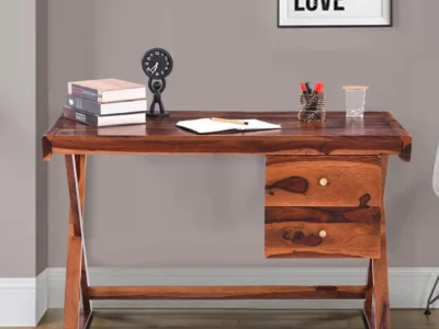 Solid Wood Writing Table with Drawer Storage and Smooth Writing Surface