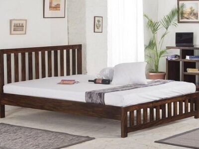 Classic Solid Wood Bed with High Backrest and Full Underbed Online