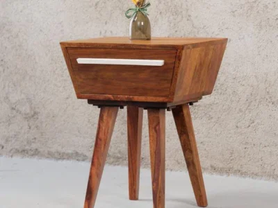 Recliner Bedside Table Solid Wood with Drawer by Sarve Furniture – Stylish Bedroom Storage Solution