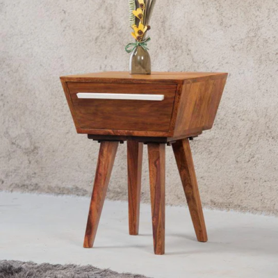Recliner Bedside Table Solid Wood with Drawer by Sarve Furniture – Stylish Bedroom Storage Solution