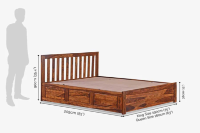 Classic Wooden Storage Bed with Hydraulic By Sarve Furniture - Image 3