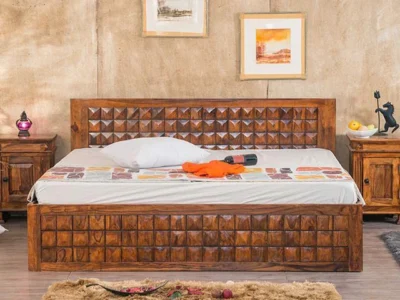 Modern Wooden Hydraulic Bed with Clean Design and Smart Storage Solution