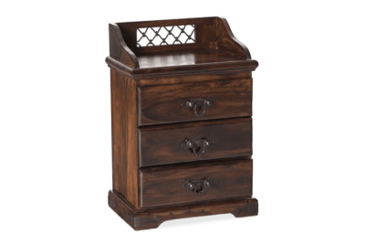 Modern Teak Bedside Table with Solid Wood Build and 3 Drawer Design - Image 4