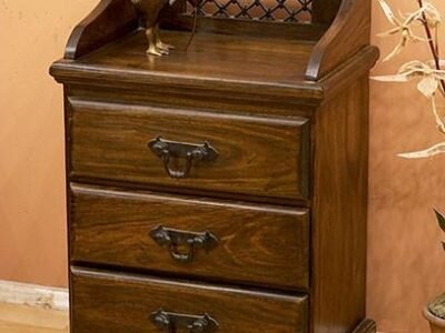Modern Teak Bedside Table with Solid Wood Build and 3 Drawer Design