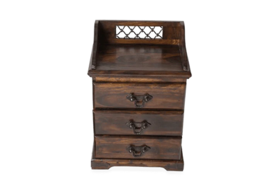 Modern Teak Bedside Table with Solid Wood Build and 3 Drawer Design - Image 8