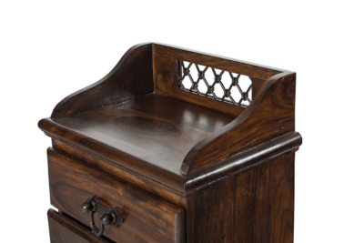 Modern Teak Bedside Table with Solid Wood Build and 3 Drawer Design - Image 9