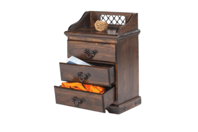 Modern Teak Bedside Table with Solid Wood Build and 3 Drawer Design - Image 10