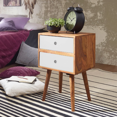 Lightweight Wooden Bedside Table with Modern Look and Storage Drawer Space