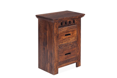 Rustic Design Bedside Table with Wooden Body and Drawer Storage System - Image 3