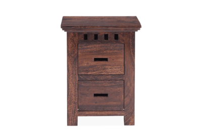 Rustic Design Bedside Table with Wooden Body and Drawer Storage System - Image 4