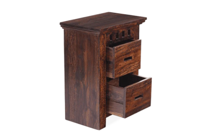 Rustic Design Bedside Table with Wooden Body and Drawer Storage System - Image 5