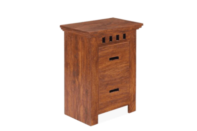 Rustic Design Bedside Table with Wooden Body and Drawer Storage System - Image 9
