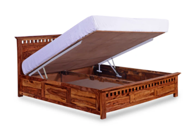 Hydraulic Storage Bed with Soft Upholstered Headboard and Strong Wood Base - Image 7