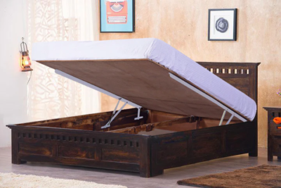 Hydraulic Storage Bed with Soft Upholstered Headboard and Strong Wood Base - Image 4