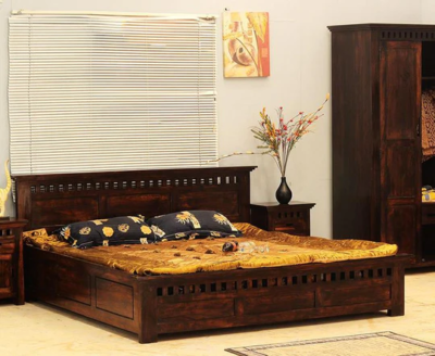 Hydraulic Storage Bed with Soft Upholstered Headboard and Strong Wood Base