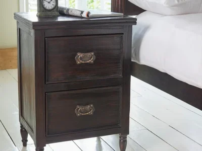 Polished Wooden Nightstand with Storage Drawers and Simple Elegant Design