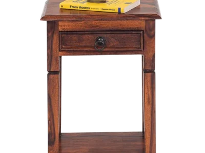 Urban Design Wooden Bedside Table with Drawer Storage and Carved Details