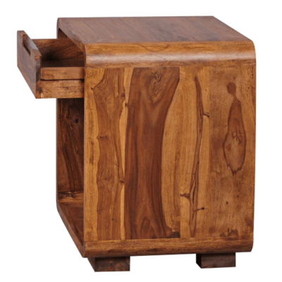 Velvet Bedside Table Sheesham Wood with Drawer By Sarve Furniture - Image 5