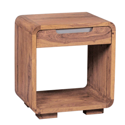 Velvet Bedside Table Sheesham Wood with Drawer By Sarve Furniture - Image 6